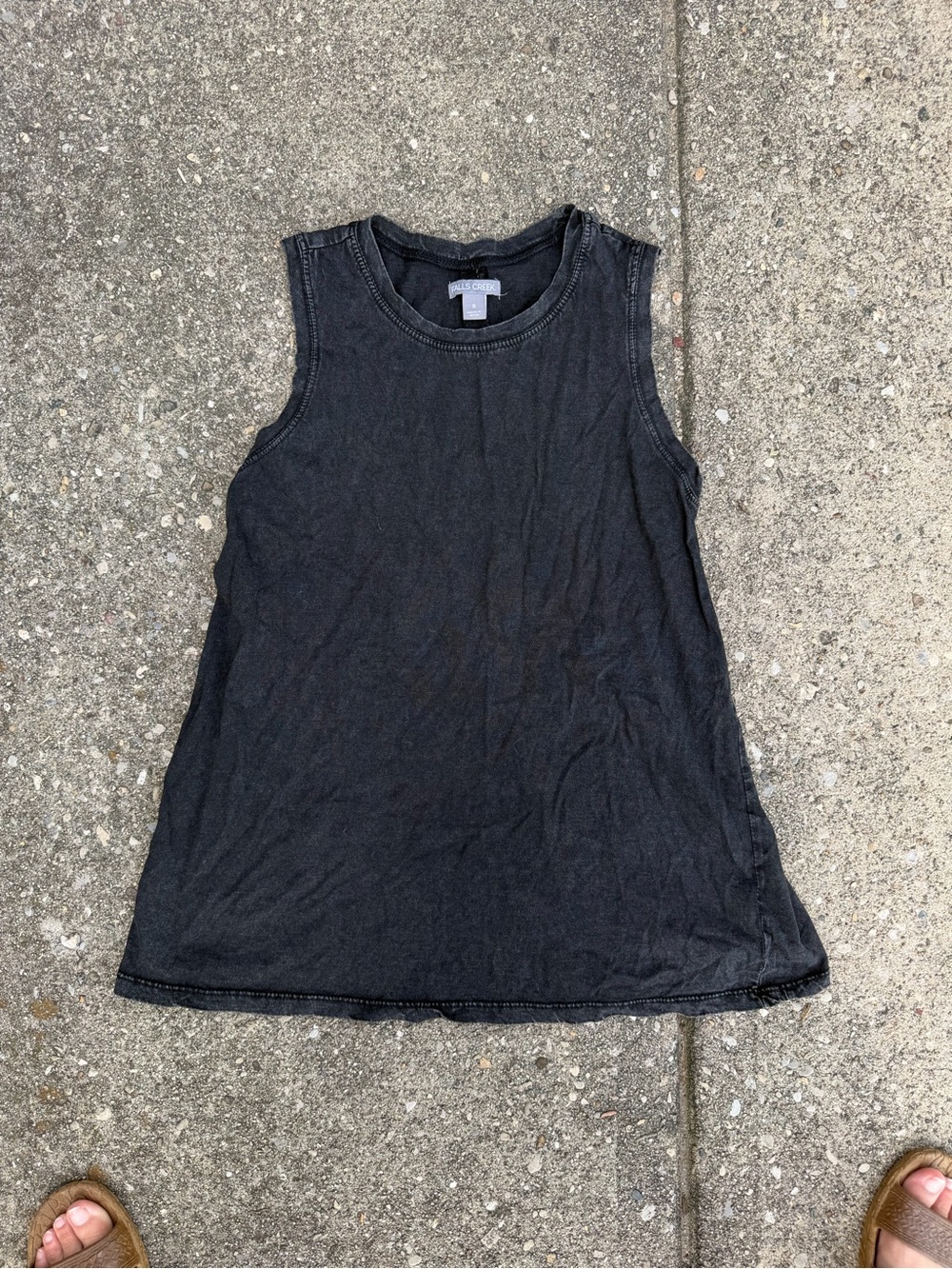 Falls Creek Washed Black Crewneck Tank